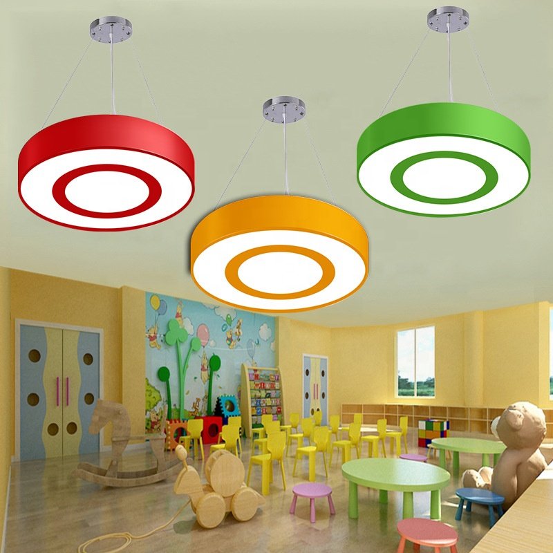Diameter 50cm 60cm 80cm Colorful Round Chandelier Led Ceiling Lamp Kindergarten Classroom Light Children's Bedroom Pendant Lamp
