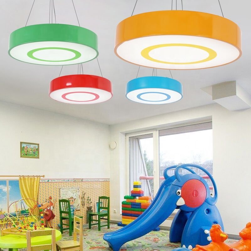 Diameter 50cm 60cm 80cm Colorful Round Chandelier Led Ceiling Lamp Kindergarten Classroom Light Children's Bedroom Pendant Lamp