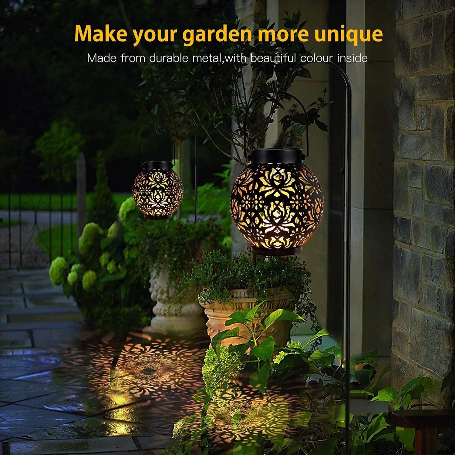 Hanging Solar Lights Outdoor Solar Led Lanterns Outdoor Waterproof LED Metal Outdoor Hanging Solar Lamp for Patio Yard Backyard