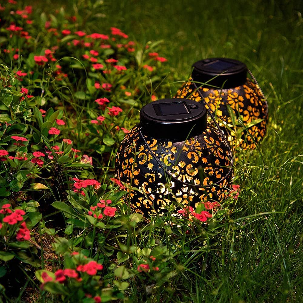 Hanging Solar Lights Outdoor Solar Led Lanterns Outdoor Waterproof LED Metal Outdoor Hanging Solar Lamp for Patio Yard Backyard
