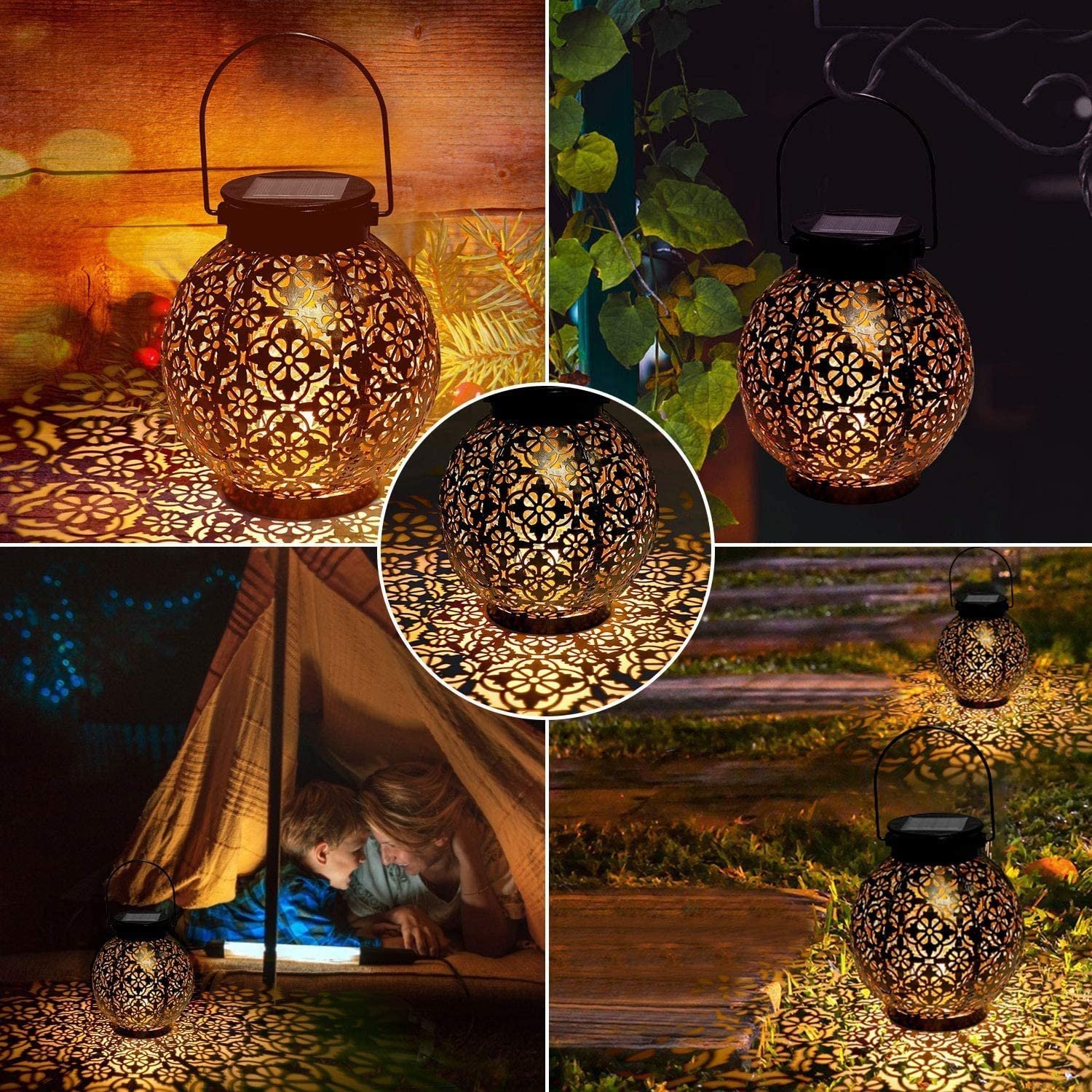 Hanging Solar Lights Outdoor Solar Led Lanterns Outdoor Waterproof LED Metal Outdoor Hanging Solar Lamp for Patio Yard Backyard