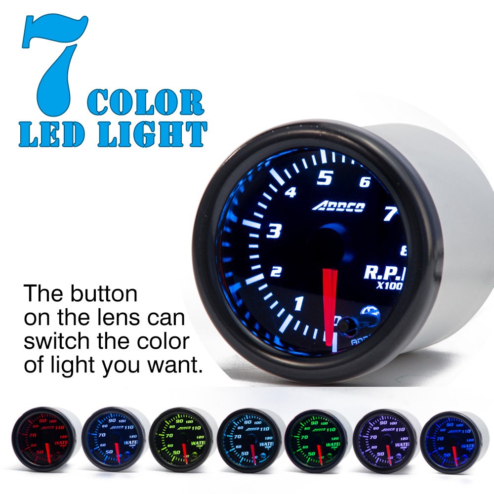 Car Performance Meter Auto Tachometer Gauge With 52mm 2" POD 7 Color LED Light AD-GA52RPM