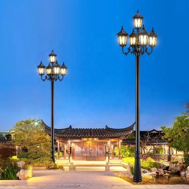 Outdoor European Antique Garden Lights Decorative Power Lamp Lighting Road Waterproof Modern Poles Led Solar Street Light