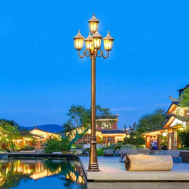 Outdoor European Antique Garden Lights Decorative Power Lamp Lighting Road Waterproof Modern Poles Led Solar Street Light