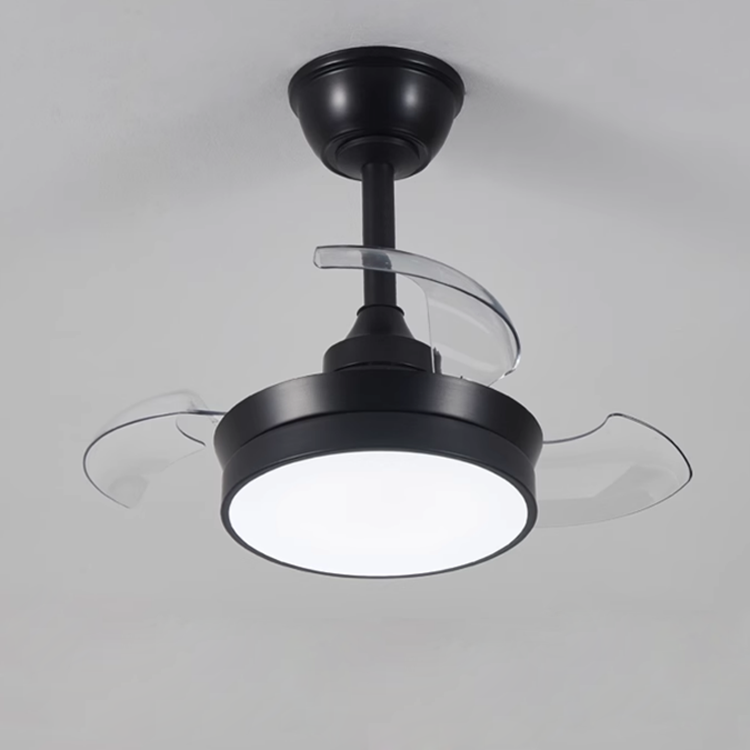 Industrial Black Nordic Modern Led Ceiling Fan With Light Bedroom Remote Control Dc Retractable Bladeless Modern Ceiling Fan