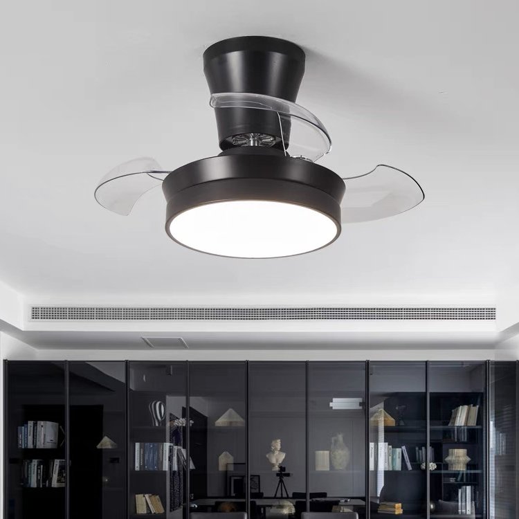 Industrial Black Nordic Modern Led Ceiling Fan With Light Bedroom Remote Control Dc Retractable Bladeless Modern Ceiling Fan