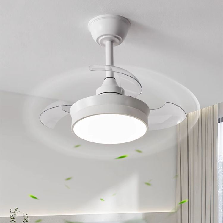 Industrial Black Nordic Modern Led Ceiling Fan With Light Bedroom Remote Control Dc Retractable Bladeless Modern Ceiling Fan