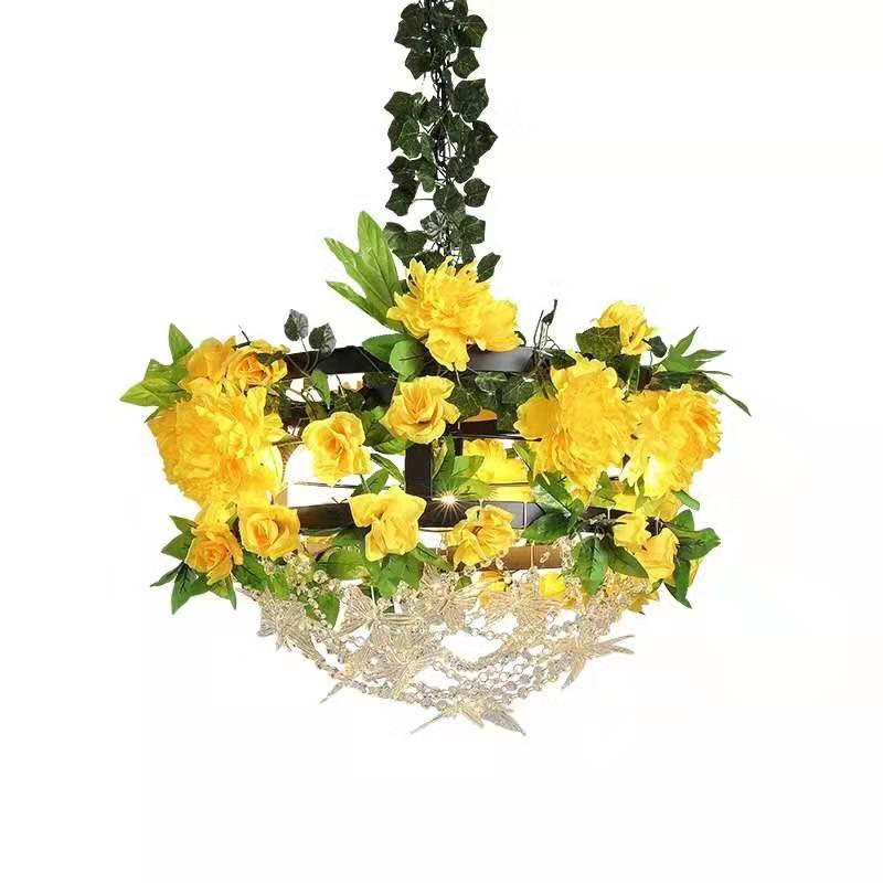 Kitchen Bars Hemp Rope Hanging Flowers Pendant Light Industrial Vintage Lamp Weddings Decorative Modern Plant Chandelier