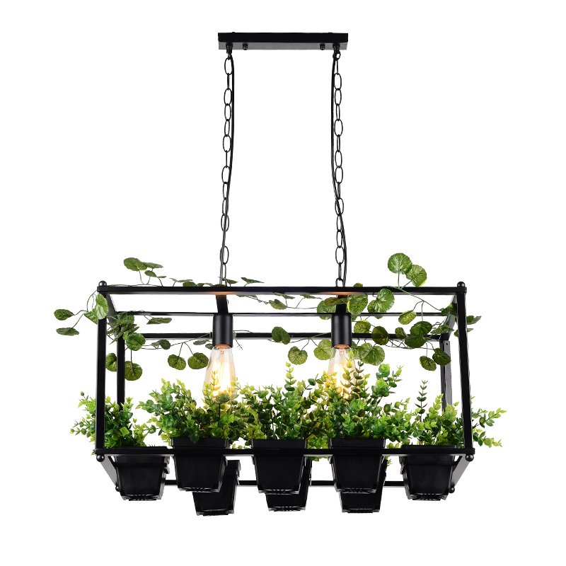 Kitchen Bars Hemp Rope Hanging Flowers Pendant Light Industrial Vintage Lamp Weddings Decorative Modern Plant Chandelier