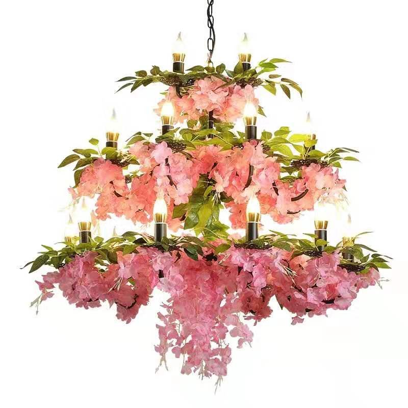 Kitchen Bars Hemp Rope Hanging Flowers Pendant Light Industrial Vintage Lamp Weddings Decorative Modern Plant Chandelier