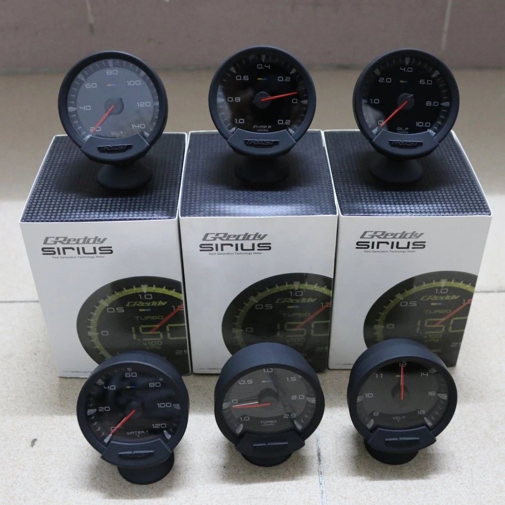 GReddi Sirius Trust 74mm Auto Gauges 7 Colors Turbo Boost Volt Water Oil Temp Vacuum Oil Press RPM EGT Gauge