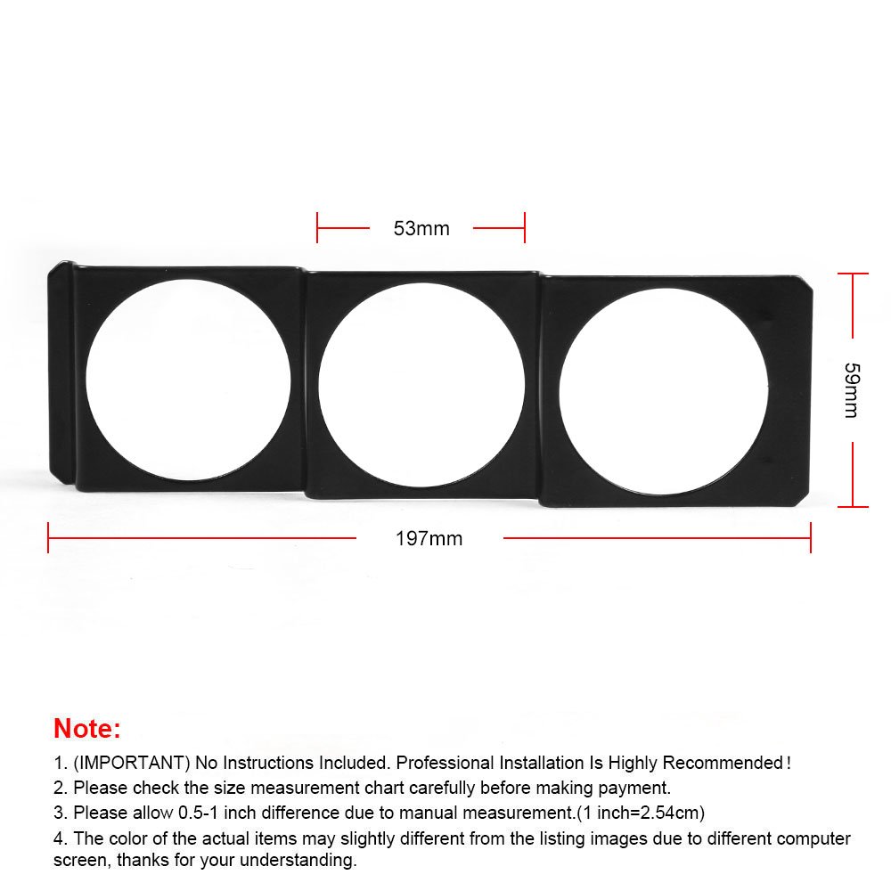 Universal 52mm Tripe 3 Gauge Meter Radio Din in Dash Panel Pod Black 2inch BX102259-BK