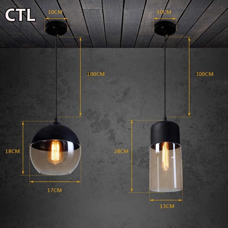 Kitchen Restaurant Decorative Glass Pendant Light Single Hanging Vintage Black Hotel Bedside Modern Chandelier