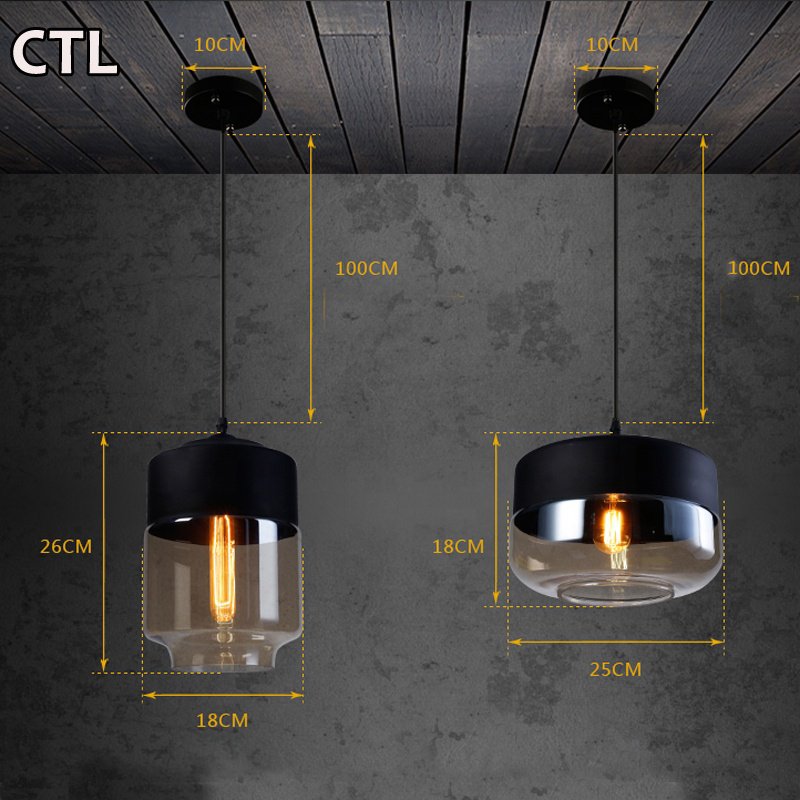 Kitchen Restaurant Decorative Glass Pendant Light Single Hanging Vintage Black Hotel Bedside Modern Chandelier