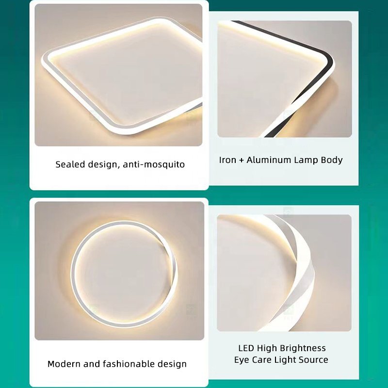 Modern Lustre Led Dimmable Round Square Shape Surface Mounted Bedroom Living Room Fixture Ceiling Light for Home Decor