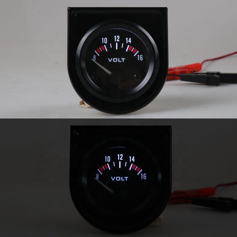 Universal 12 Volt 2 Inch 52mm Volt Voltage Meter Gauge Voltmeter Car Auto Measure LED Light Dial Black Measure Range 8-16V