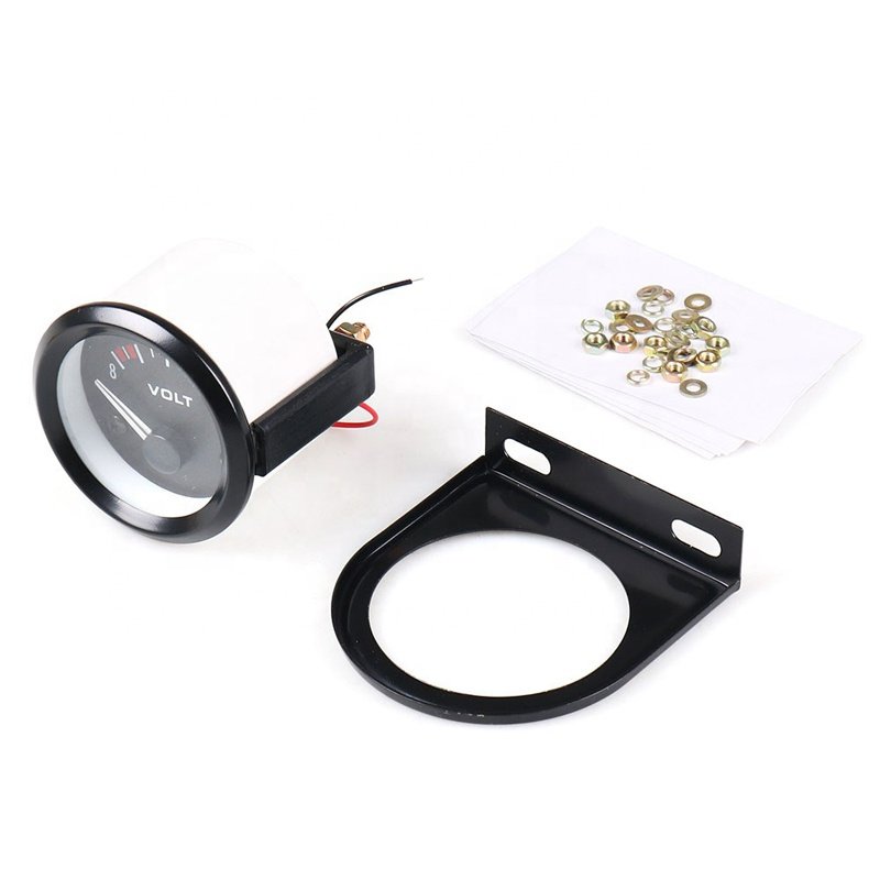 Universal 12 Volt 2 Inch 52mm Volt Voltage Meter Gauge Voltmeter Car Auto Measure LED Light Dial Black Measure Range 8-16V