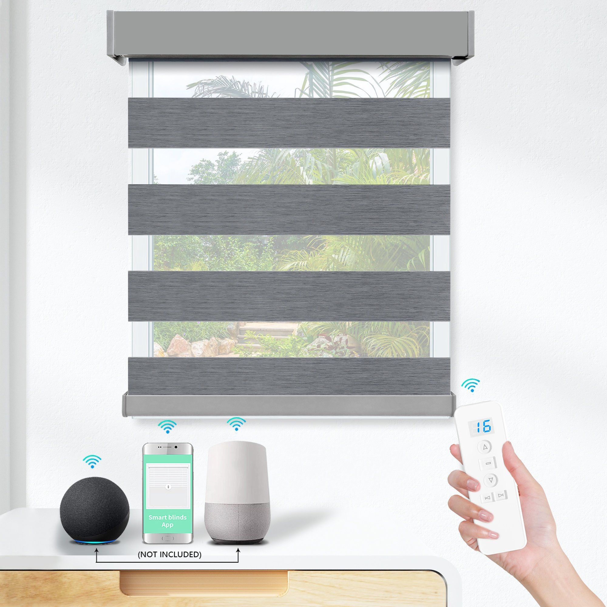 Day and Night Blackout Remote Control Zigbee Google Wifi Automatic Electric Smart Rechargeable Battery Motorized Zebra Blinds