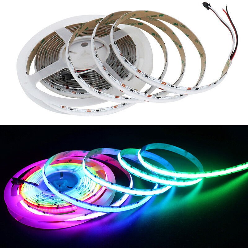 RGBIC COB LED Strip With Addressable RGB DC12V 24V 576 LED 720LED High-density Luminous Strip Light 5 Meters Per Roll