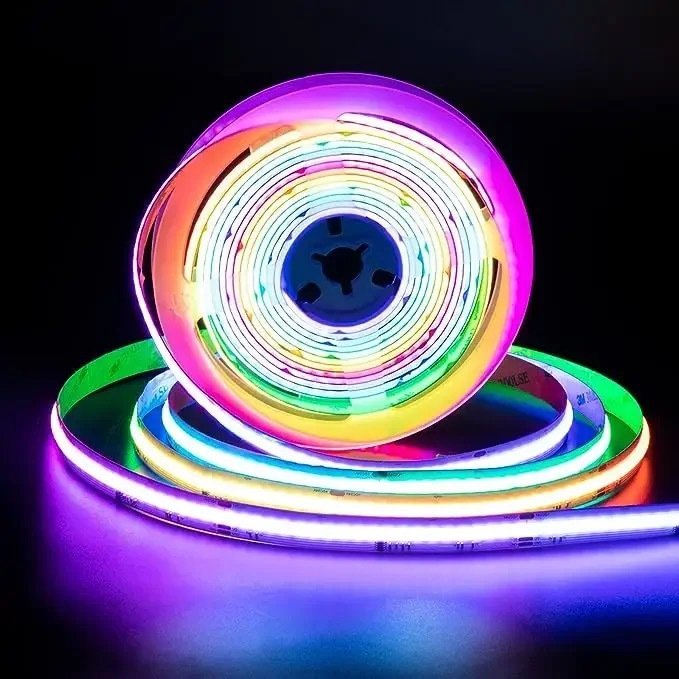 RGBIC COB LED Strip With Addressable RGB DC12V 24V 576 LED 720LED High-density Luminous Strip Light 5 Meters Per Roll