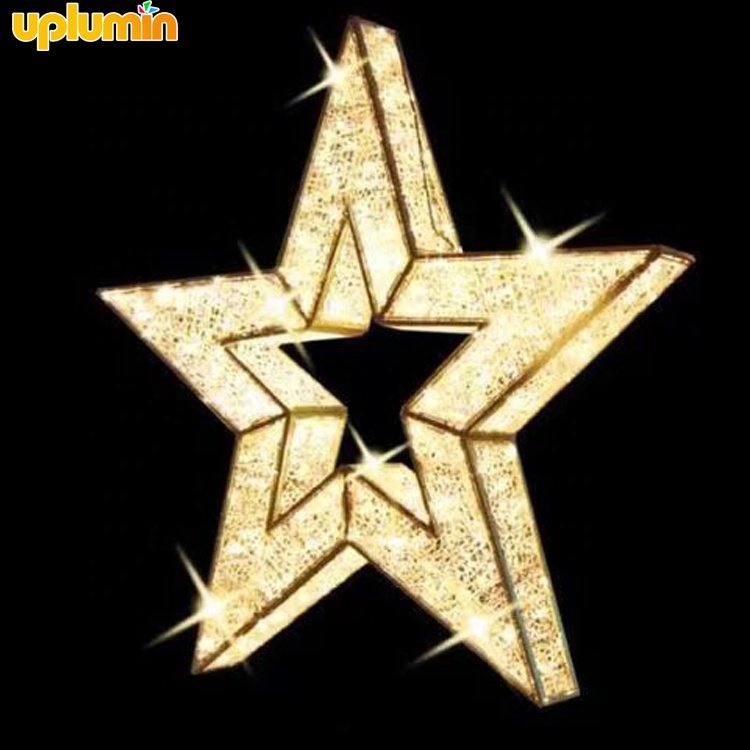 High Quality Commercial Lighting 3D Star 2m Christmas Motif Lights Outdoor Christmas Decorations