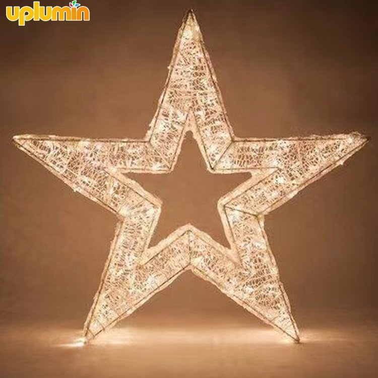 High Quality Commercial Lighting 3D Star 2m Christmas Motif Lights Outdoor Christmas Decorations