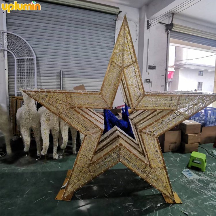 High Quality Commercial Lighting 3D Star 2m Christmas Motif Lights Outdoor Christmas Decorations
