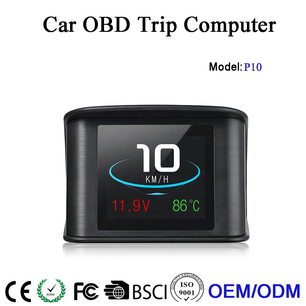 Digital Car HUD P10 Speed and Voltage Meter with Water Temperature Alarm Front Display Automatic Diagnostic Tool