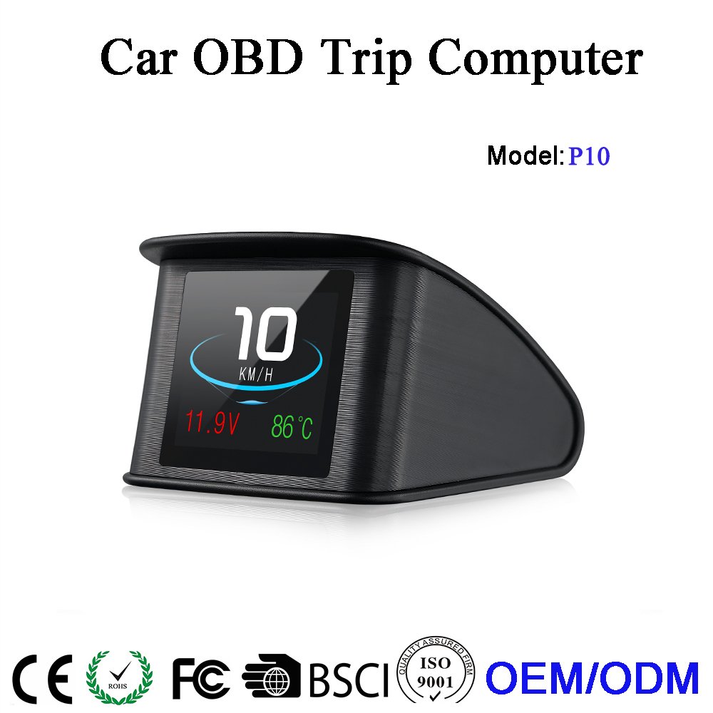 Digital Car HUD P10 Speed and Voltage Meter with Water Temperature Alarm Front Display Automatic Diagnostic Tool