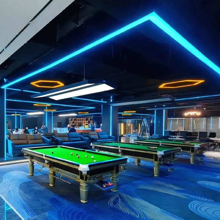Free Sample 4Ft 8Ft 40W 50W Aluminum Rectangle Hanging Office Lighting Billiard Table Lights Led Linear Pendant Light