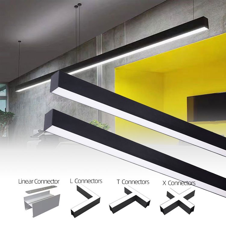 Free Sample 4Ft 8Ft 40W 50W Aluminum Rectangle Hanging Office Lighting Billiard Table Lights Led Linear Pendant Light