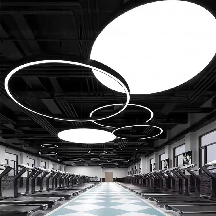 Office Chandelier Ceiling Light Gym Supermarket Clothing Store Cafe Meeting Room Hanging Lamp Led Round Pendant Lights