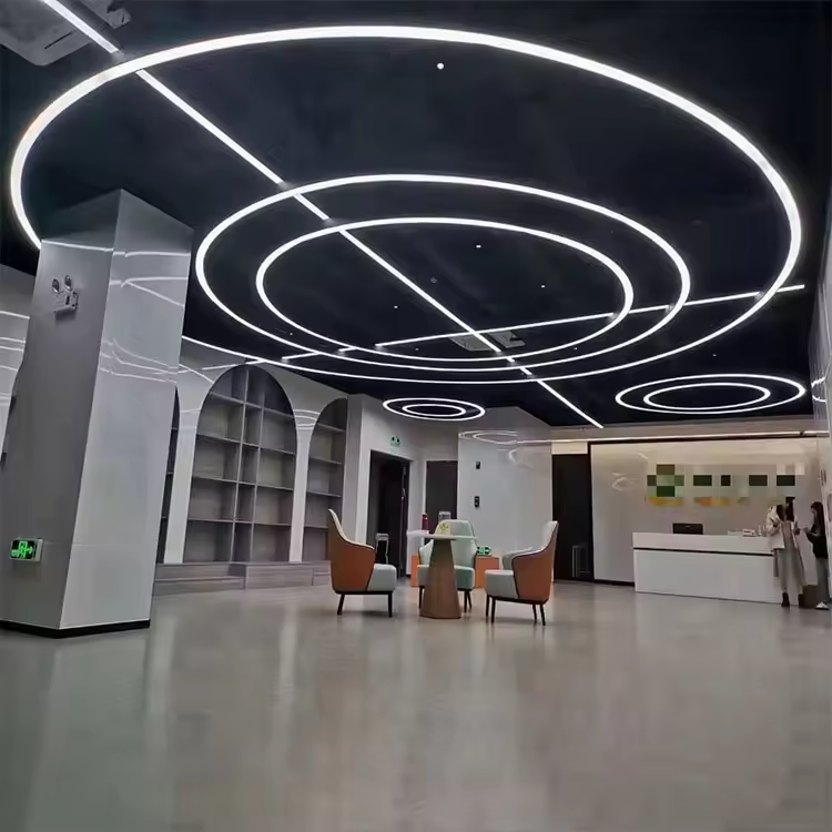 Office Chandelier Ceiling Light Gym Supermarket Clothing Store Cafe Meeting Room Hanging Lamp Led Round Pendant Lights