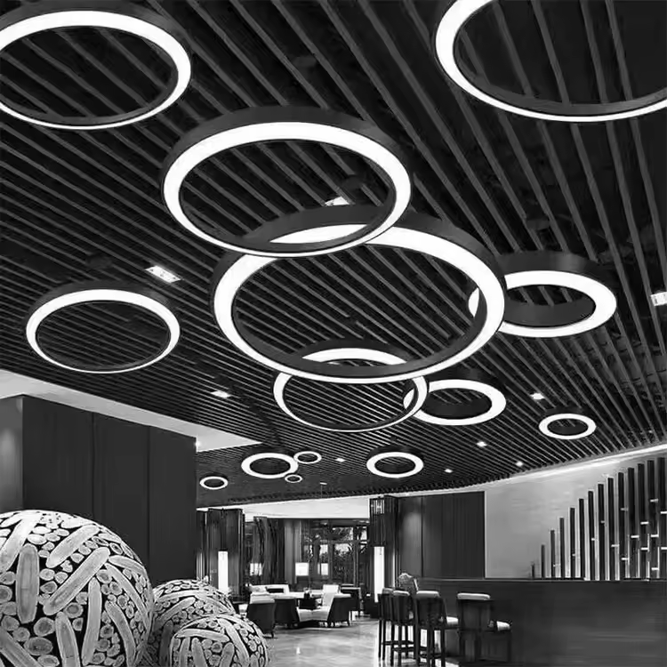 Office Chandelier Ceiling Light Gym Supermarket Clothing Store Cafe Meeting Room Hanging Lamp Led Round Pendant Lights