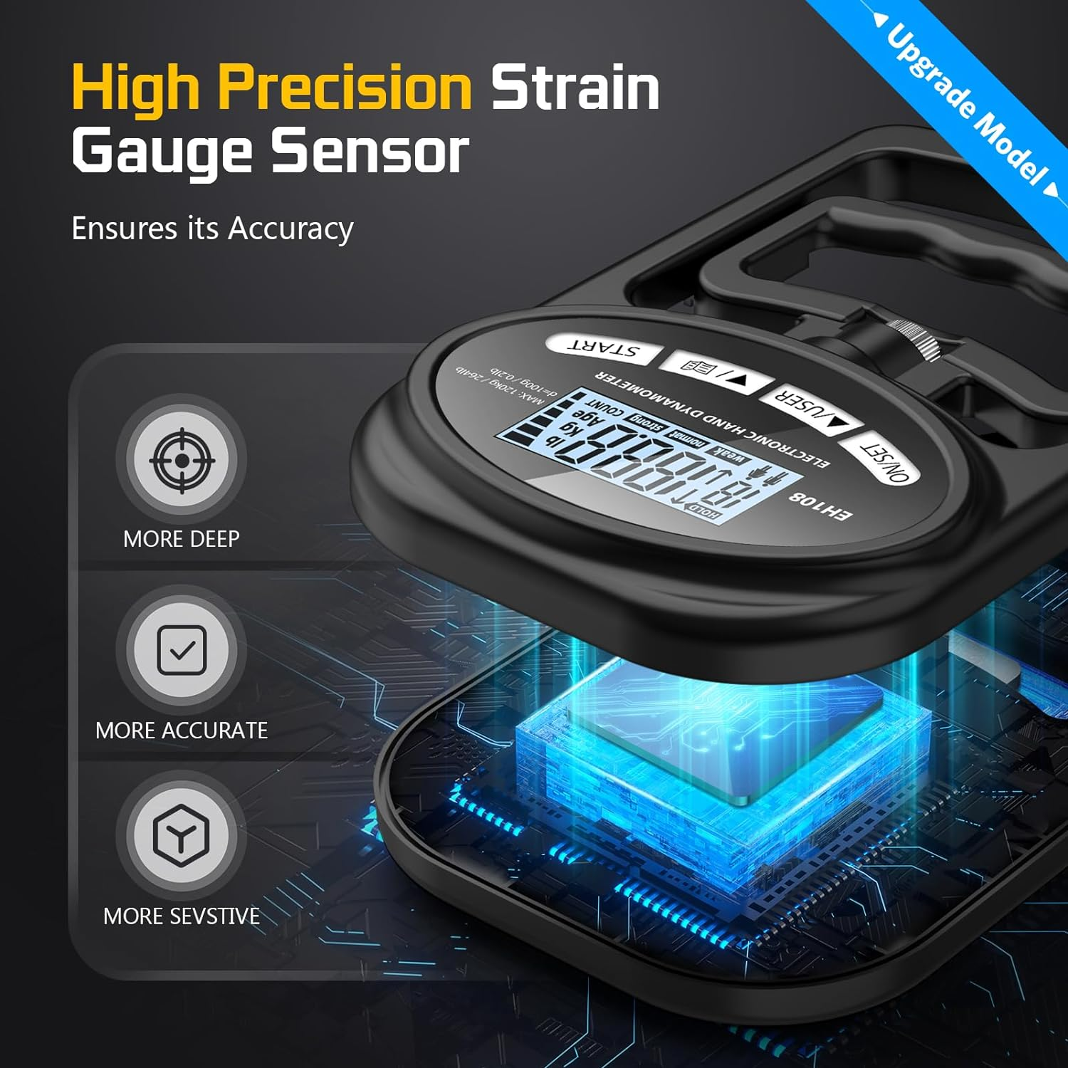 Digital Hand Dynamometer Grip Strength Measurement Meter Auto Capturing Electronic Hand Grip Power