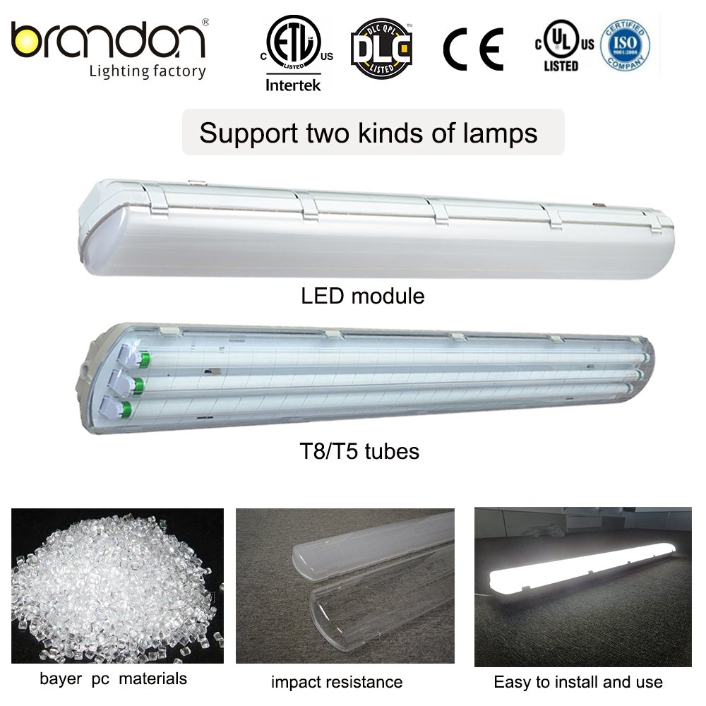 High Efficacy IP65 4FT Dimmable Distribution Tri-proof LED Vapor Tight Fixture 40w 60w 75w