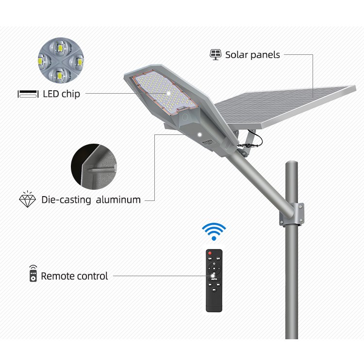 High Powered Separated Road Streetlight Aluminum Waterproof IP65 Outdoor Lamp 300W 400W 500W LED Solar Street Lights