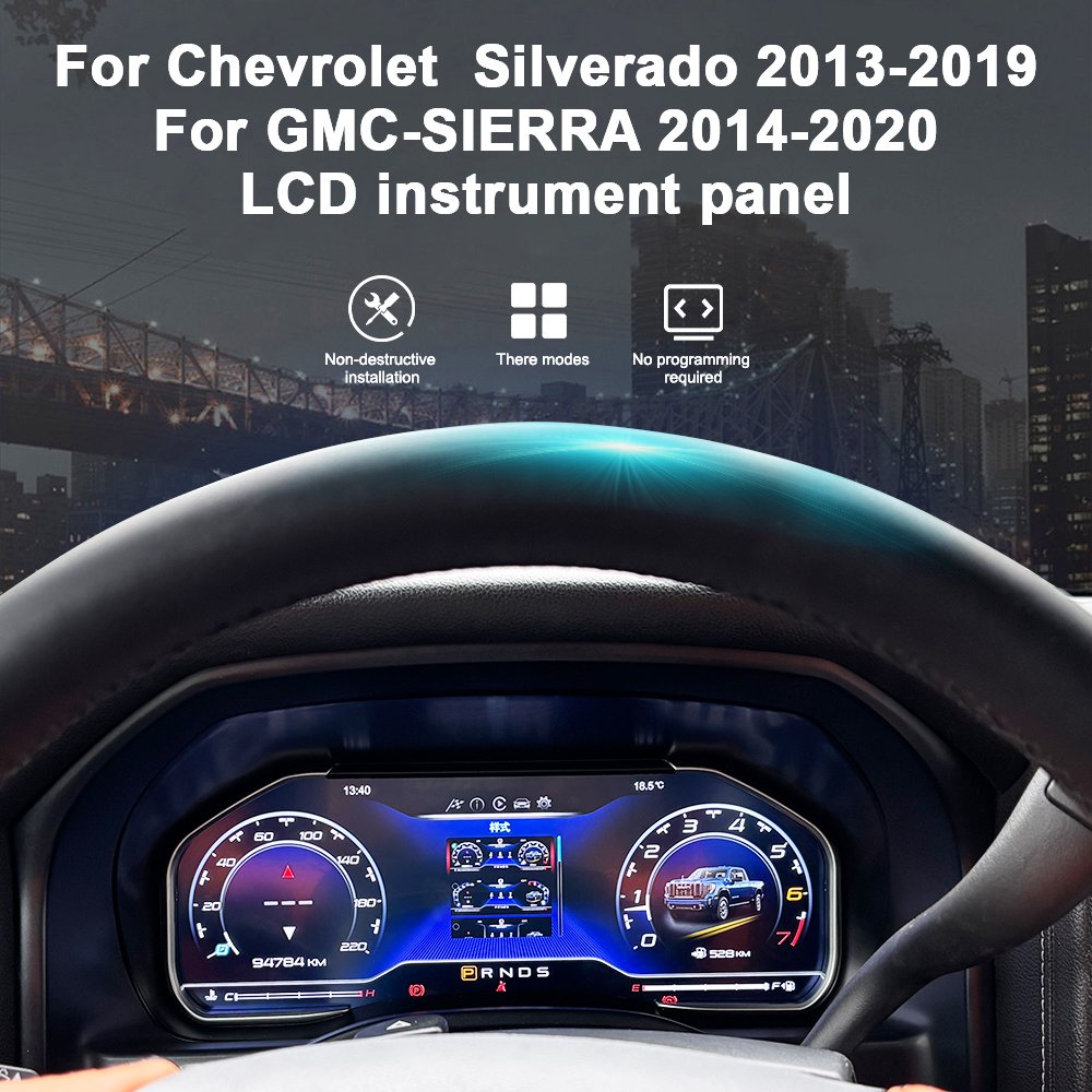 Linux System Digital Cluster LCD Instrument for Chevrolet Silverado 2013-2019 Dashboard Dashboard Speedometer with Carplay