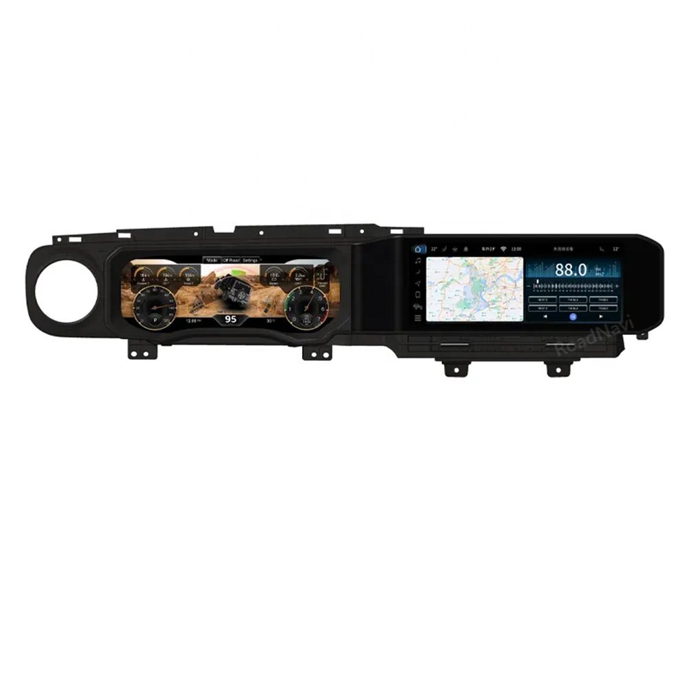 RoadNavi 12.3 Inch Dual Screen for Jeep Wrangler JL 2018-2023 Android Car Radio Head Unit Auto Digital Meter Cluster Dashboard