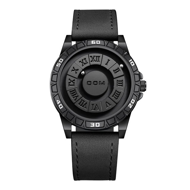 DOM 1726 Quartz Watch Men Creative Fashion Personality Watches Black Rolling Pointer Magnetic Waterproof Watches Male Clock Gift