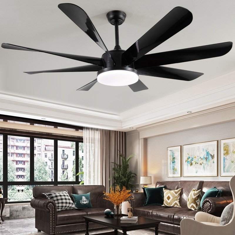 2025 Modern Design Indoor 8 Blade Remote Control LED Ceiling Fan Light Fancy Iron ABS Lamp Body for Home Decor for Living Room