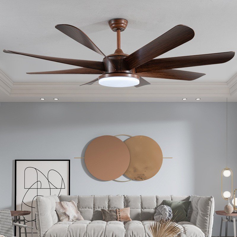 2025 Modern Design Indoor 8 Blade Remote Control LED Ceiling Fan Light Fancy Iron ABS Lamp Body for Home Decor for Living Room