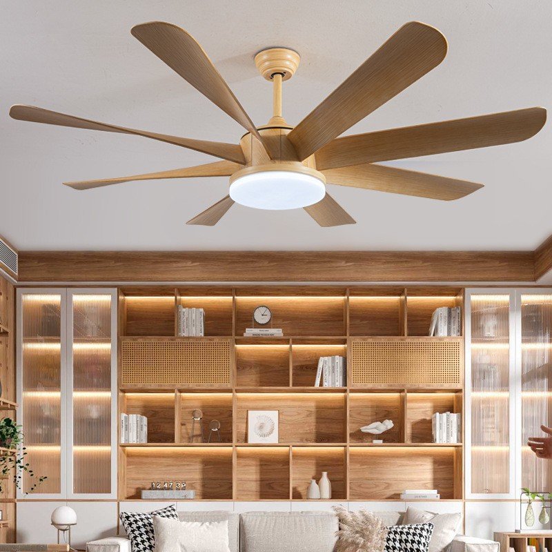 2025 Modern Design Indoor 8 Blade Remote Control LED Ceiling Fan Light Fancy Iron ABS Lamp Body for Home Decor for Living Room