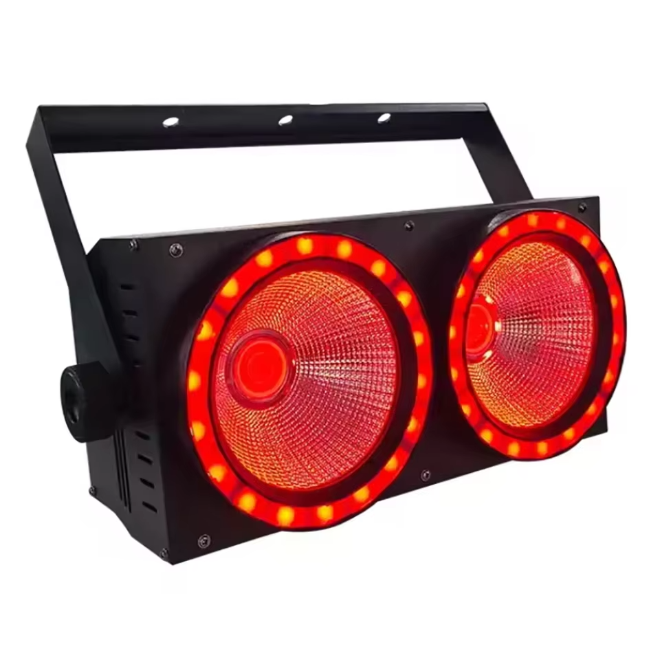 2x100W Pixel COB LED Blinder Stage Effect Audience Light With RGB Pixel Ring for DJ Disco Party Events Show Bar DMX Sound