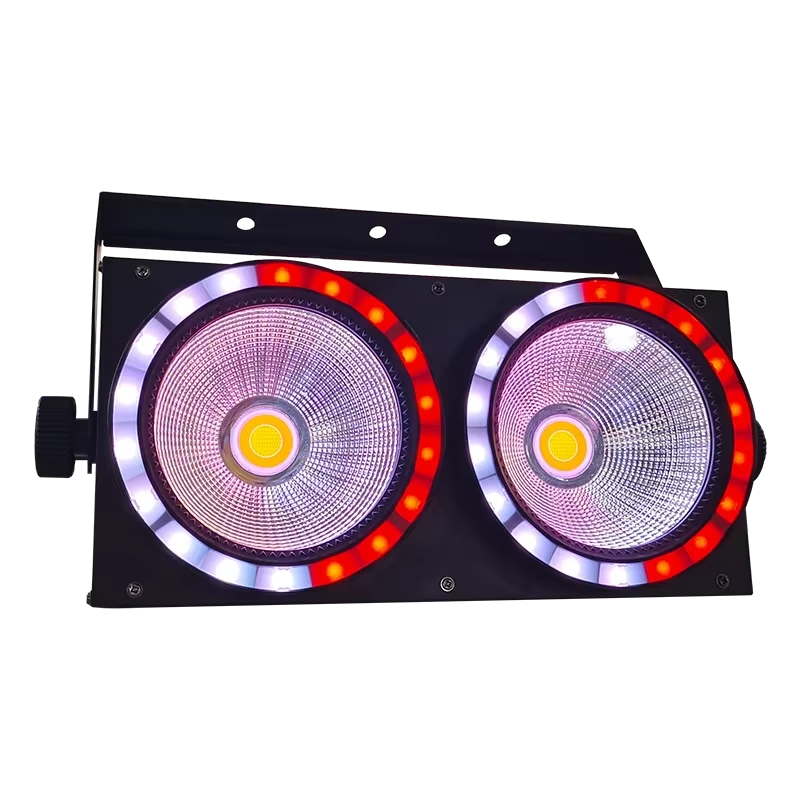 2x100W Pixel COB LED Blinder Stage Effect Audience Light With RGB Pixel Ring for DJ Disco Party Events Show Bar DMX Sound