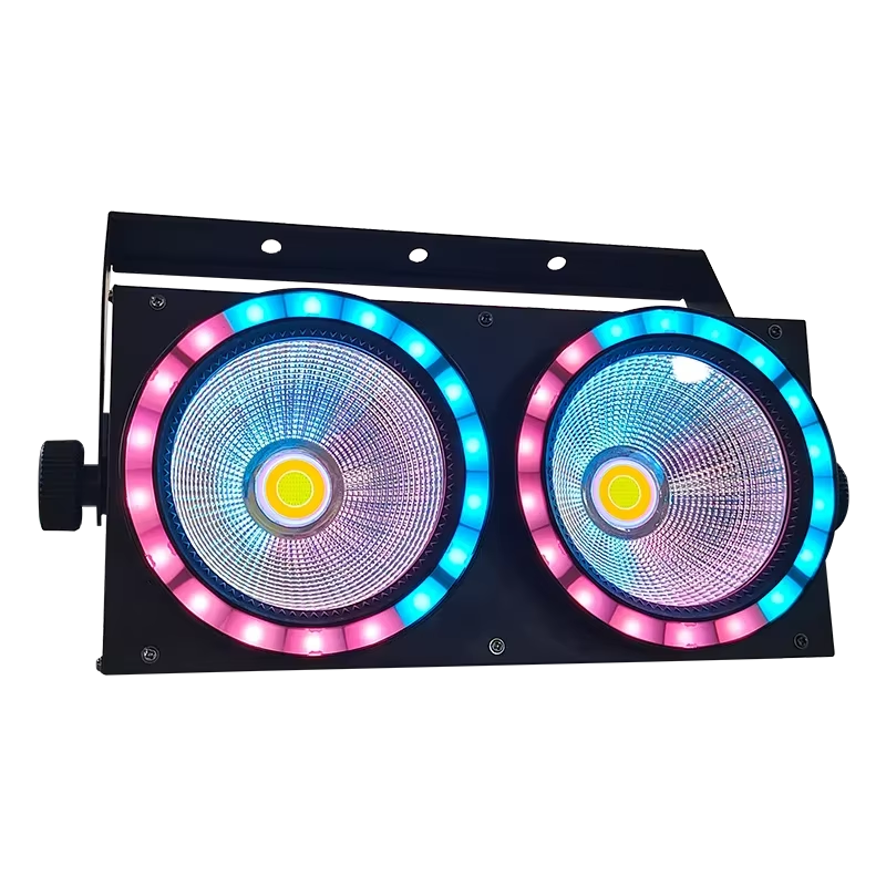 2x100W Pixel COB LED Blinder Stage Effect Audience Light With RGB Pixel Ring for DJ Disco Party Events Show Bar DMX Sound