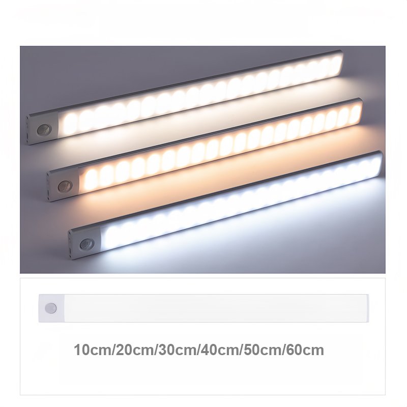 Ultra-Thin LED Light Cabinet 3 Color Dimmable 5v Usb Rechargeable Kitchen Closet Wardrobe Wireless Led Motion Sensor Light