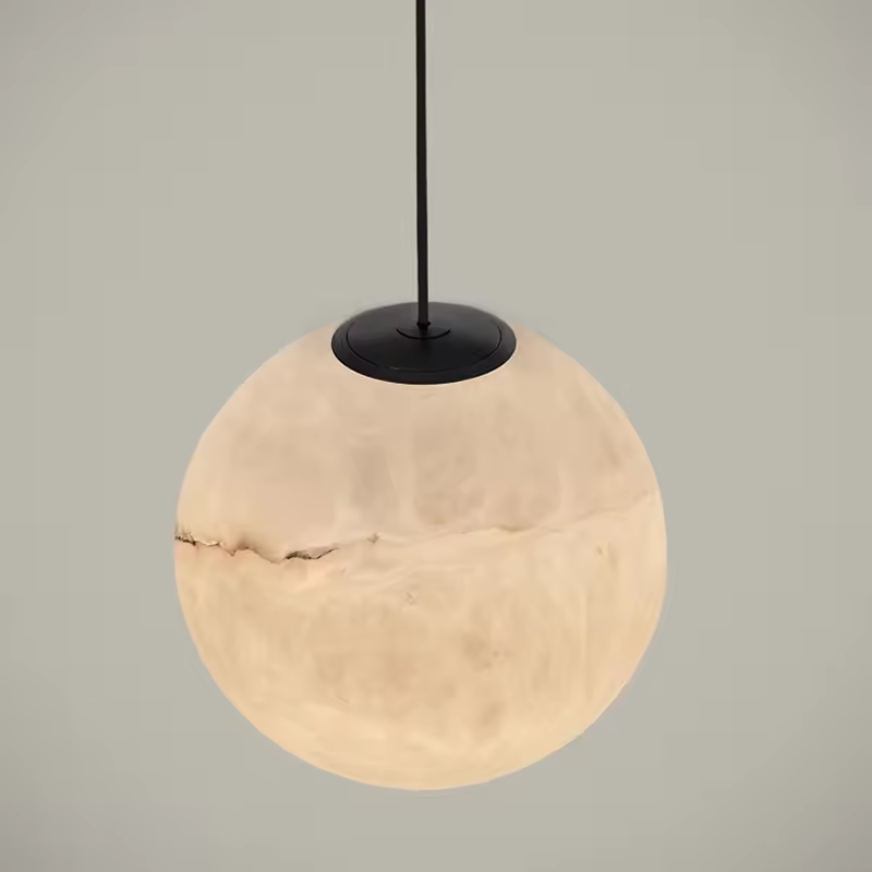Custom Designer Round Alabaster Ball Stairs Decorative Chandelier Natural Marble Minimalist Led Chandelier Lighting