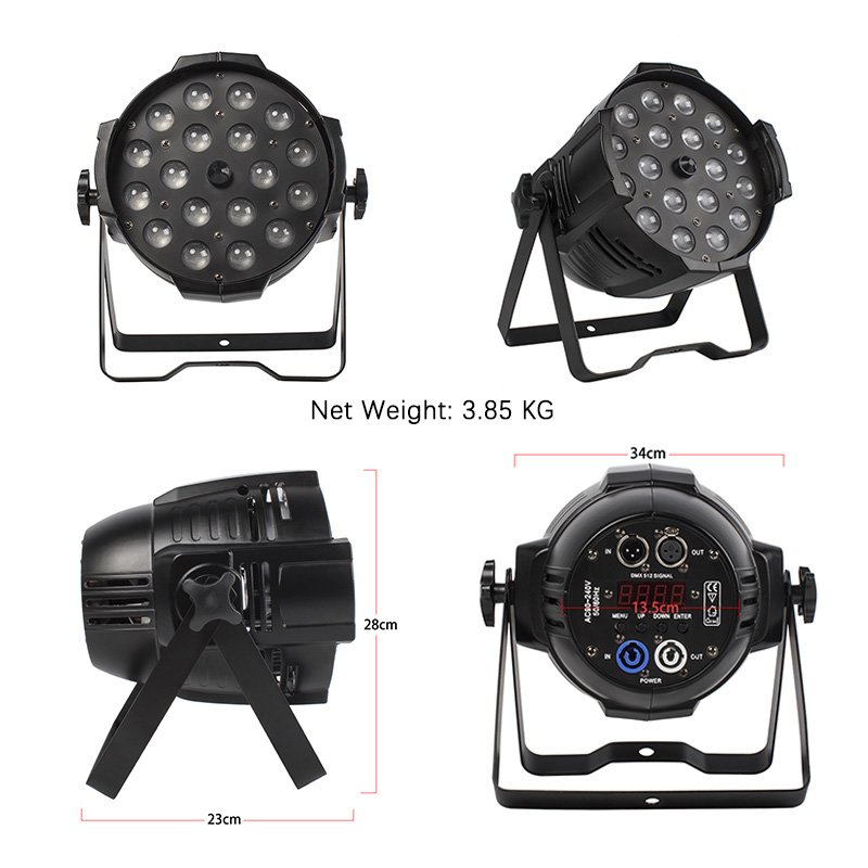 LED Zoom Par 18x18W RGBWA+UV Lighting Dj Disco Stage Lighting Good for Party Night Club