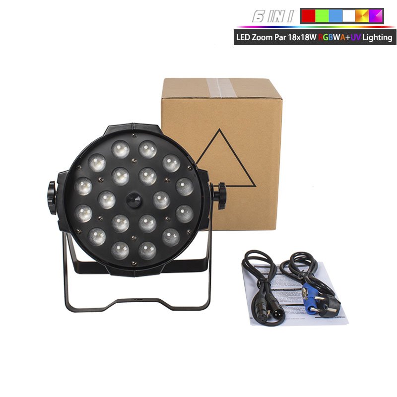 LED Zoom Par 18x18W RGBWA+UV Lighting Dj Disco Stage Lighting Good for Party Night Club